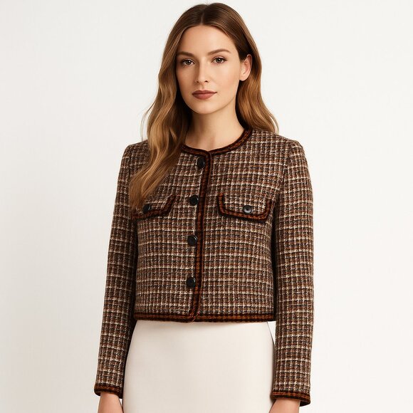 Christian Lacroix Tweed Blazer Women’s Academia Preppy Jacket Size M Career NWOT - Picture 1 of 7